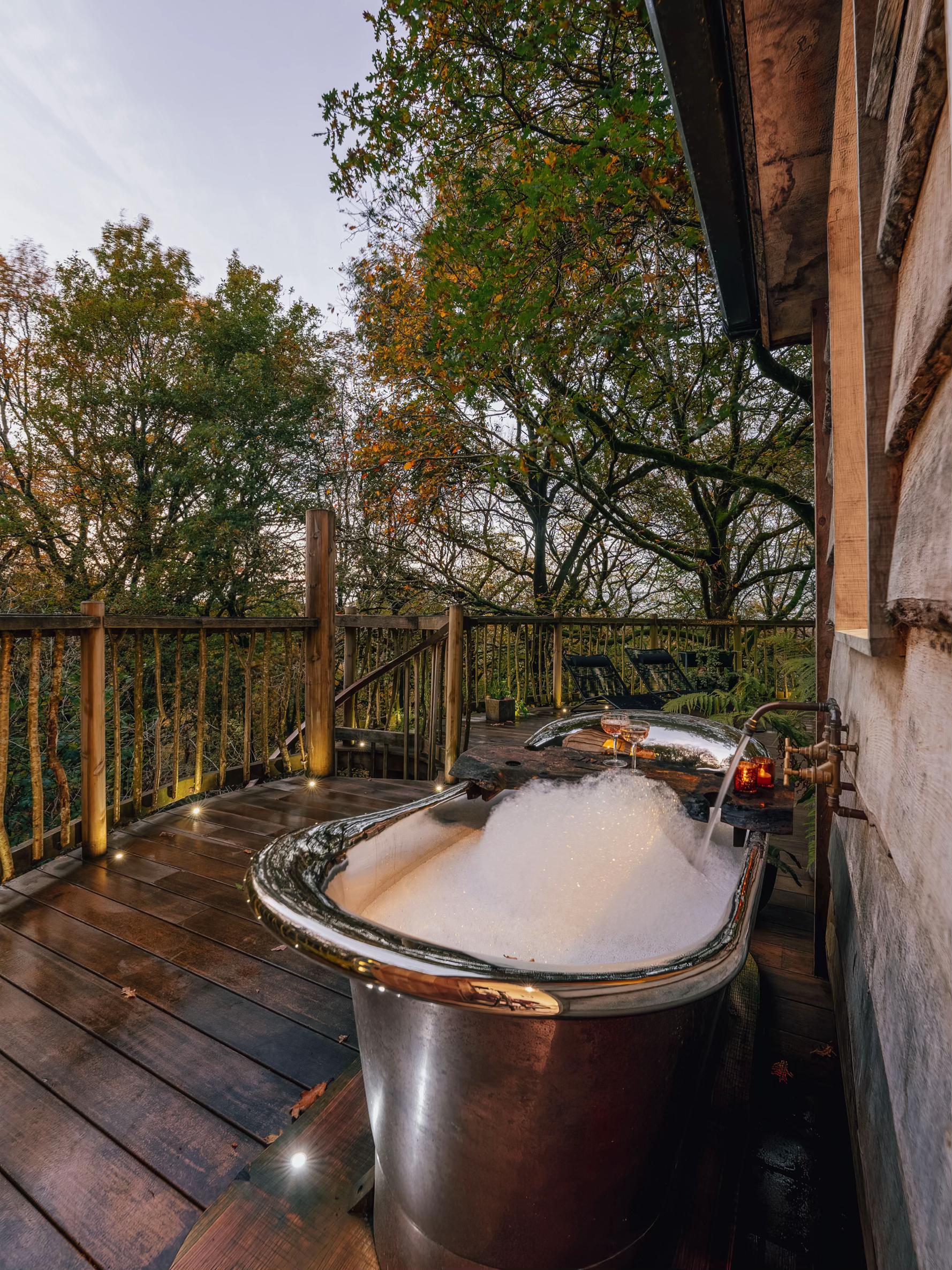 Private hot tub on the woodland deck
